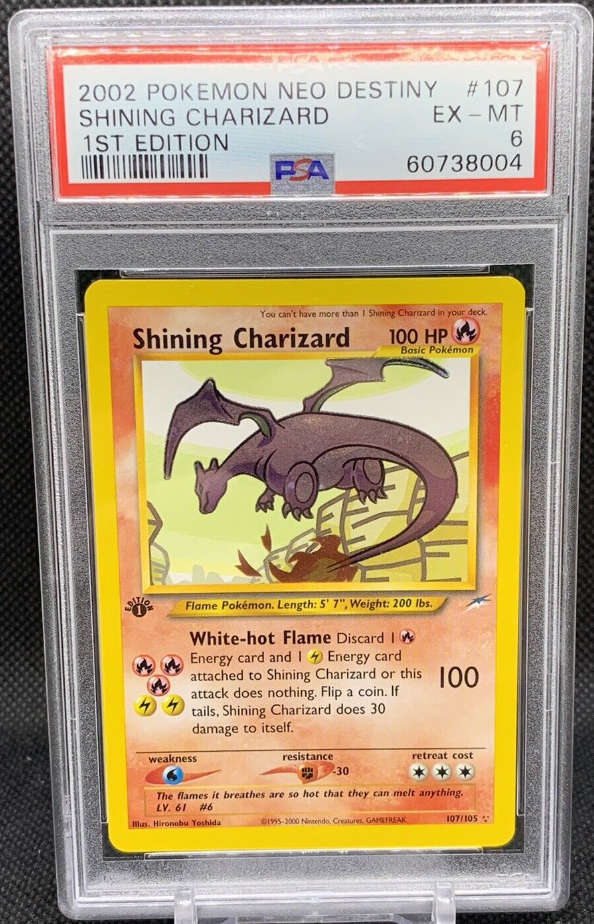 PSA 6 Shining Charizard 1st Edition Neo Destiny 2002 Secret Rare 107/105 Vintage Pokemon