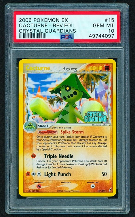 2006 Pokemon Crystal Guardians - Cacturne 15/100 Reverse Foil Mint PSA 10