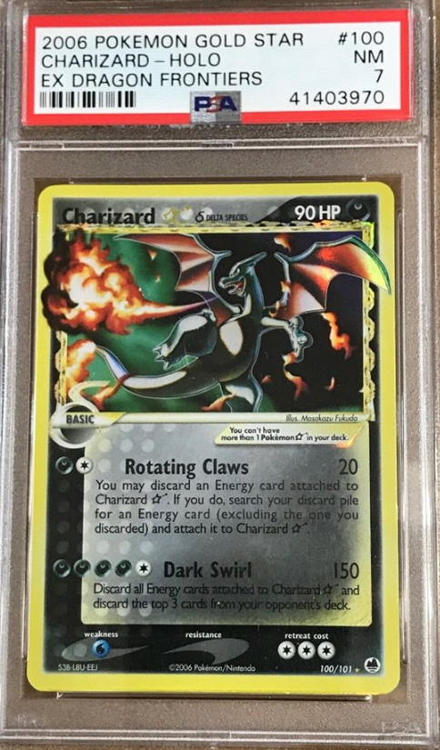 2006 Charizard Gold Star Holo #100/101 Pokemon EX Dragon Frontiers PSA 7