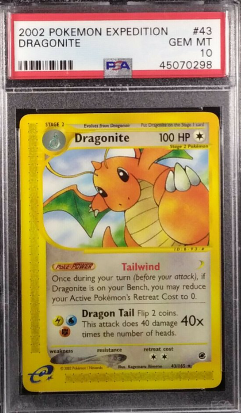 2002 WOTC Pokémon Card Expedition Base Set Dragonite Non Holo 43/165 PSA 10