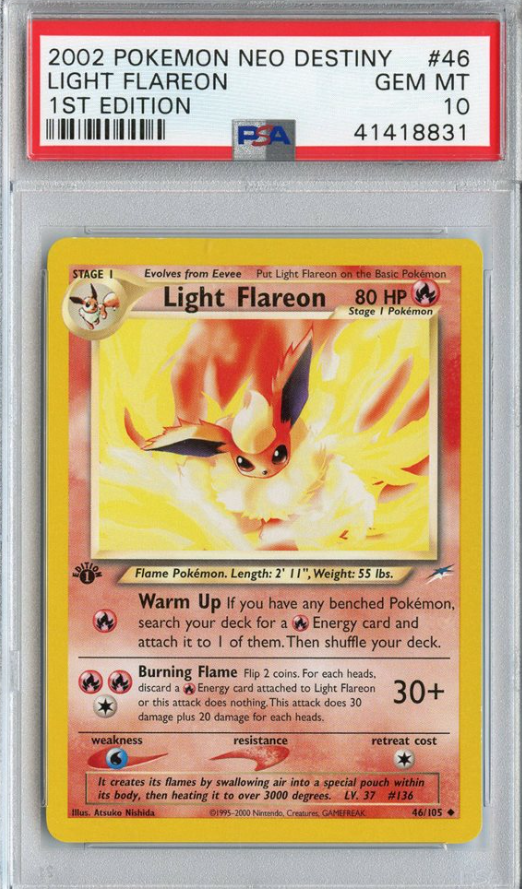 2002 Pokemon Neo Destiny #46 Light Flareon 1st Edition PSA 10