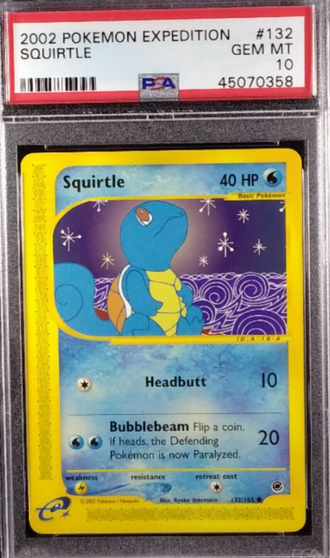 2002 Pokemon Expedition 132/165 Squirtle PSA 10 GEM MINT