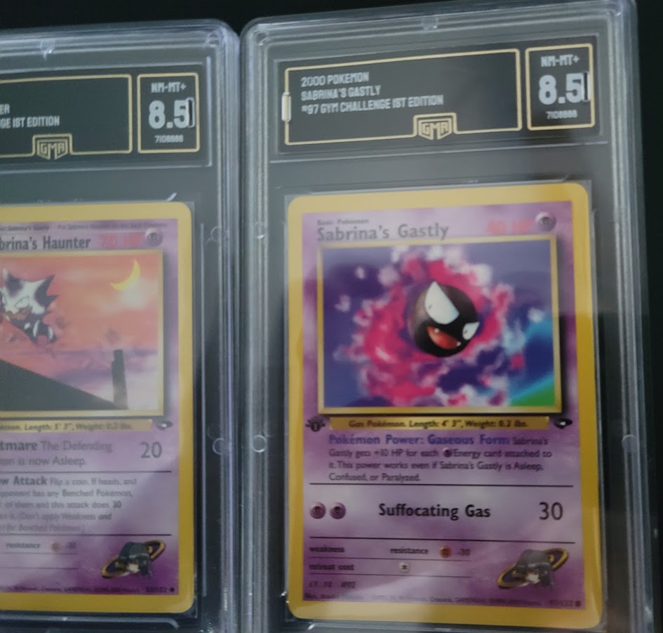 2000 Pokemon Sabrina's Haunter & Gastly #97 #55 1st Edition Gym Challenge GMA 8.5 Bundle