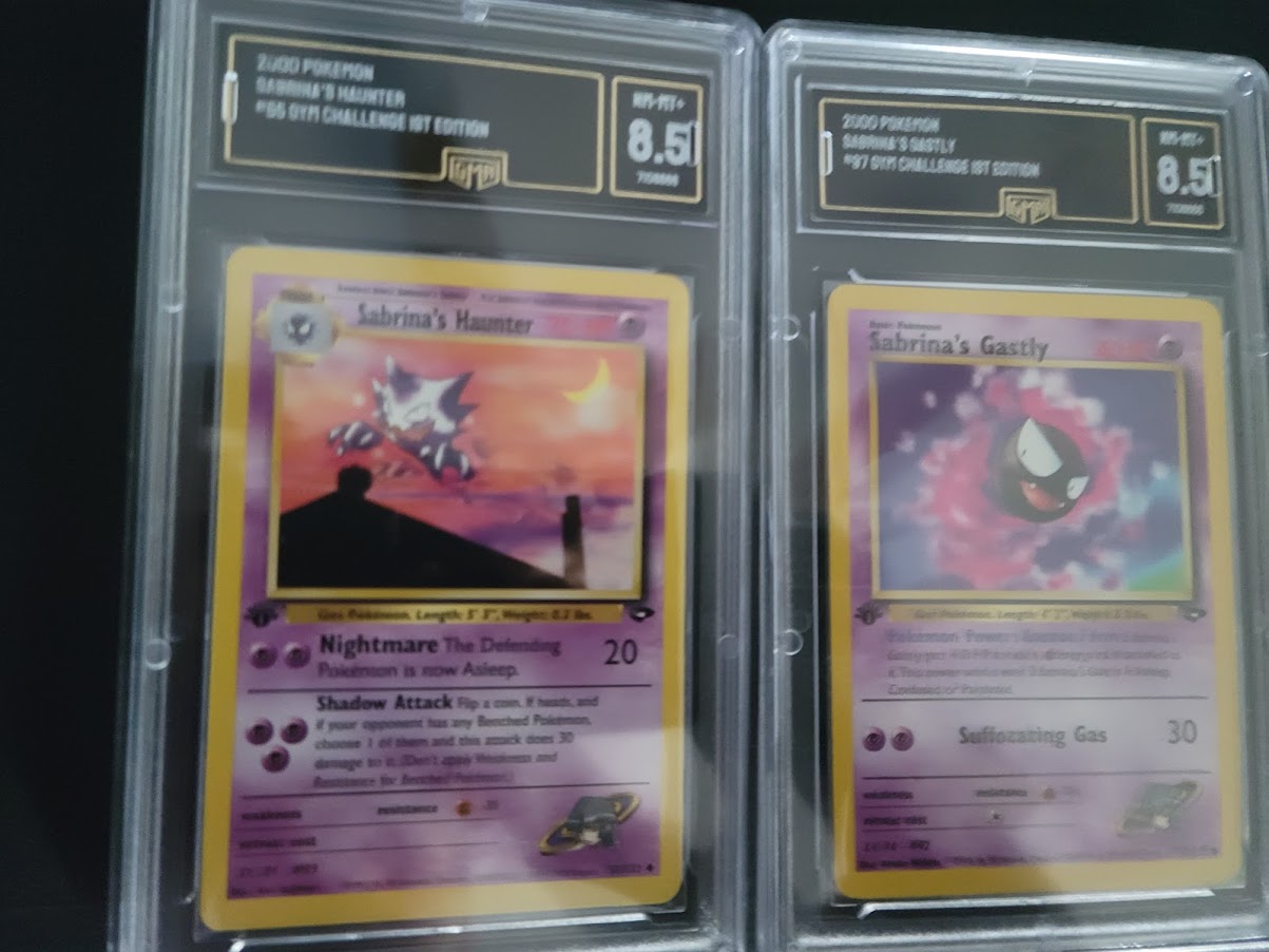 2000 Pokemon Sabrina's Haunter & Gastly #97 #55 1st Edition Gym Challenge GMA 8.5 Bundle