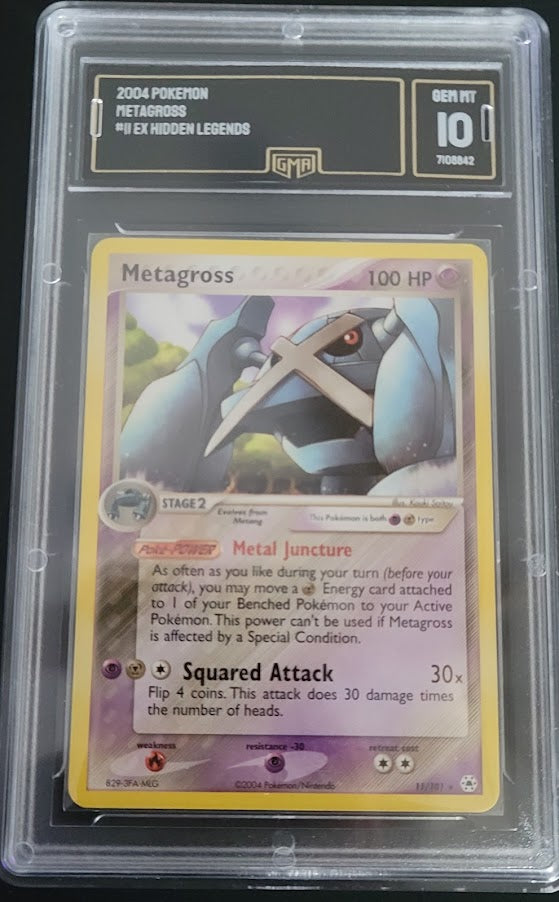 Pokemon METAGROSS non Holo Rare 2004 ex Hidden Legends 11/101 GMA 10 MINT Low Pop