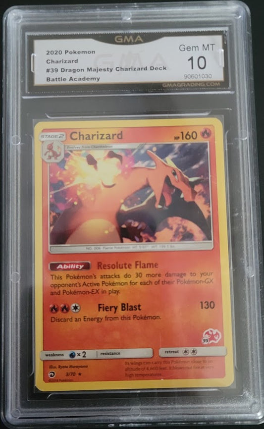 2020 Pokemon Battle Academy #39 Dragon Majesty Charizard Non-Holo w/ Stamp GMA 10