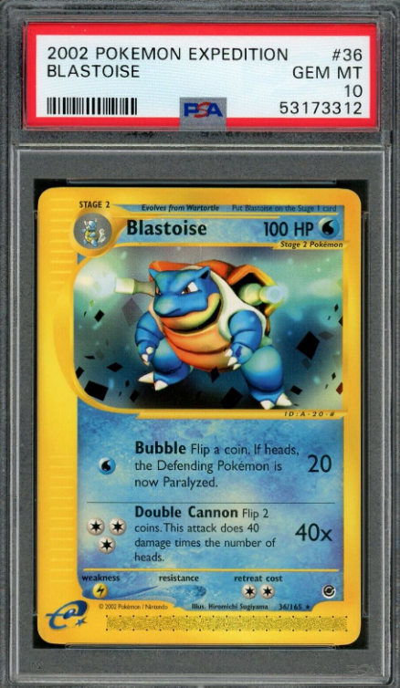 2002 Pokémon Expedition Base Set Blastoise #36 PSA 10 Gem Mint